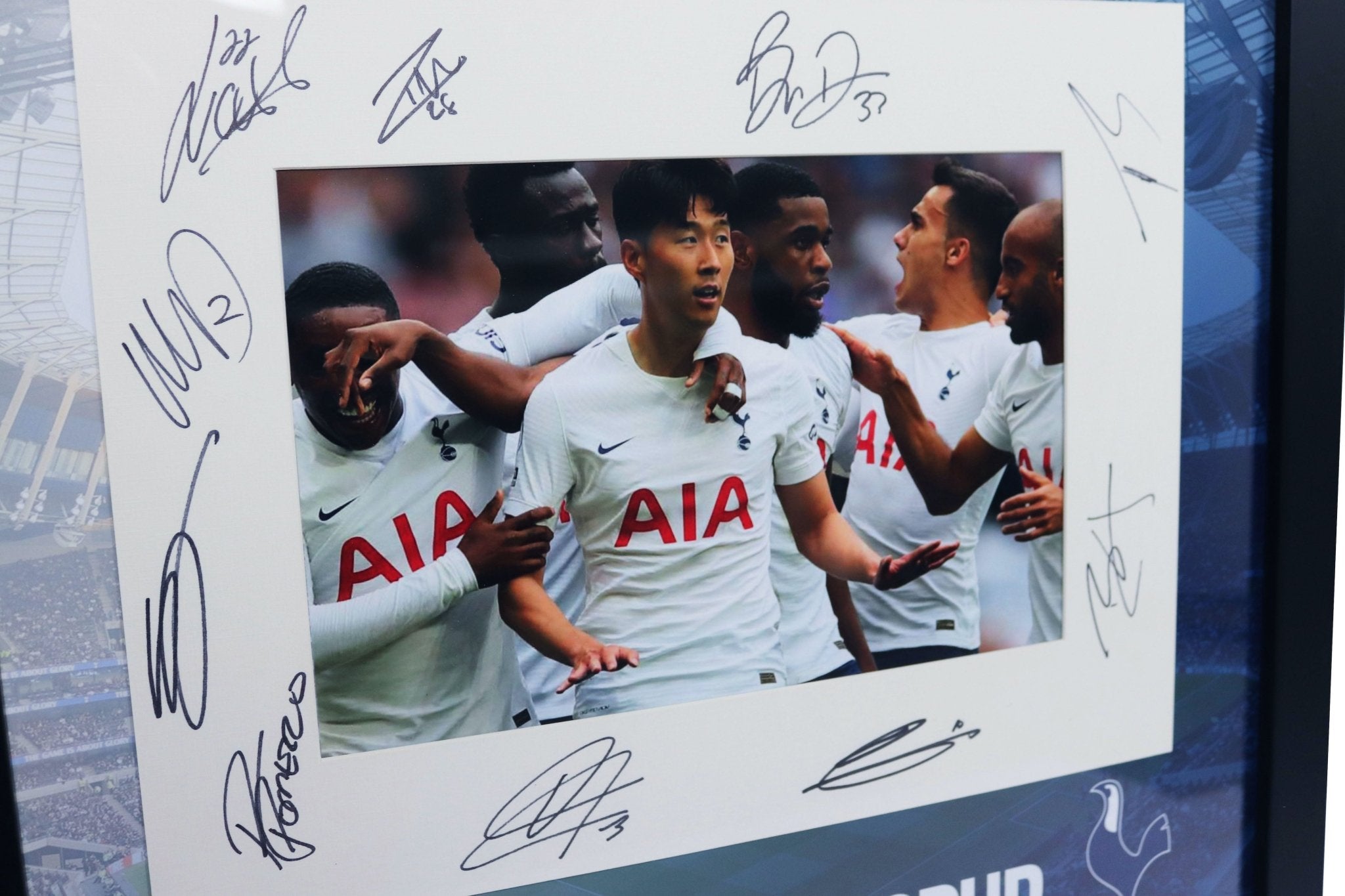 Tottenham Hotspur Squad 2021/22 Signed White Card Framed Display - Memorabilia Framers Shop